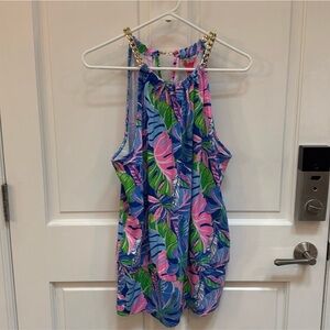 NWT- Lilly Pulitzer Bowen Blue Grotto Beleaf in  Yourself Tropical Top